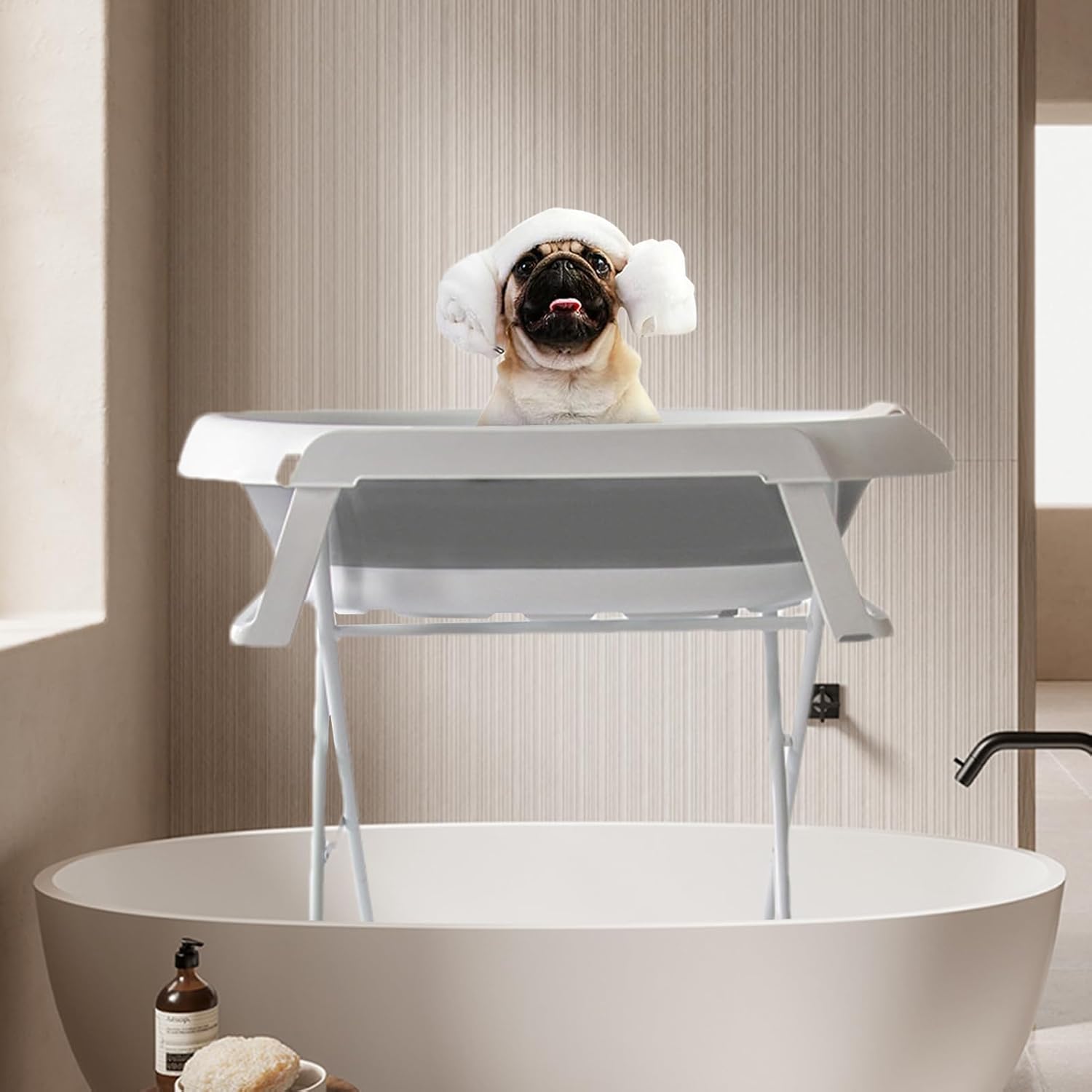 Pet Bath Tub | Folding Dog Grooming Tub | Portable Bathing Station, Indoor Outdoor 2 in 1 Shower Washtub Pet Supplies for Cats Puppy