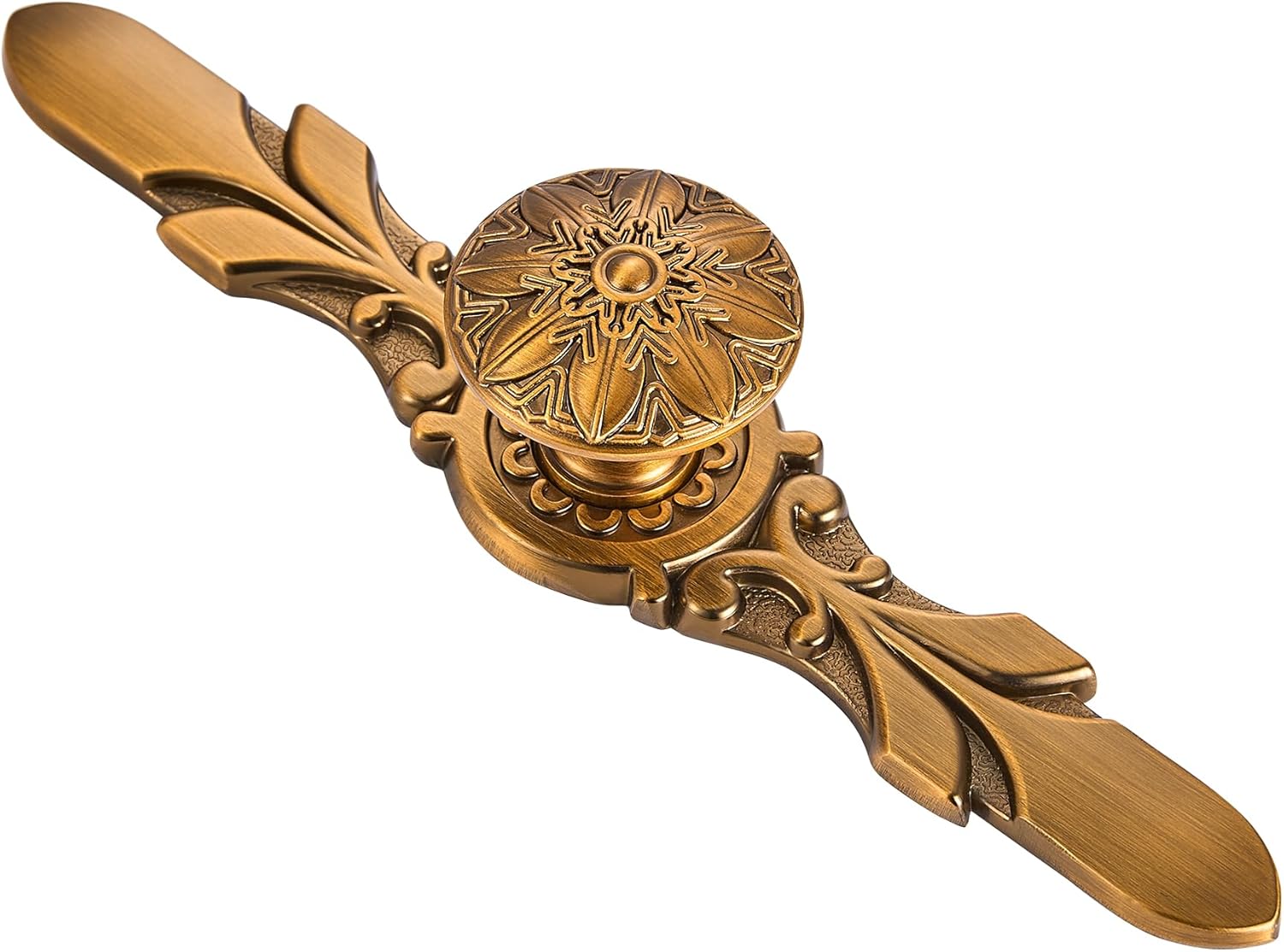 Cabinet Hardware Handle, 20 Pack Antique Brass Knobs & Plates, Zinc Alloy, for Cabinets and Drawers, 1-1/4’’ Flower Vintage