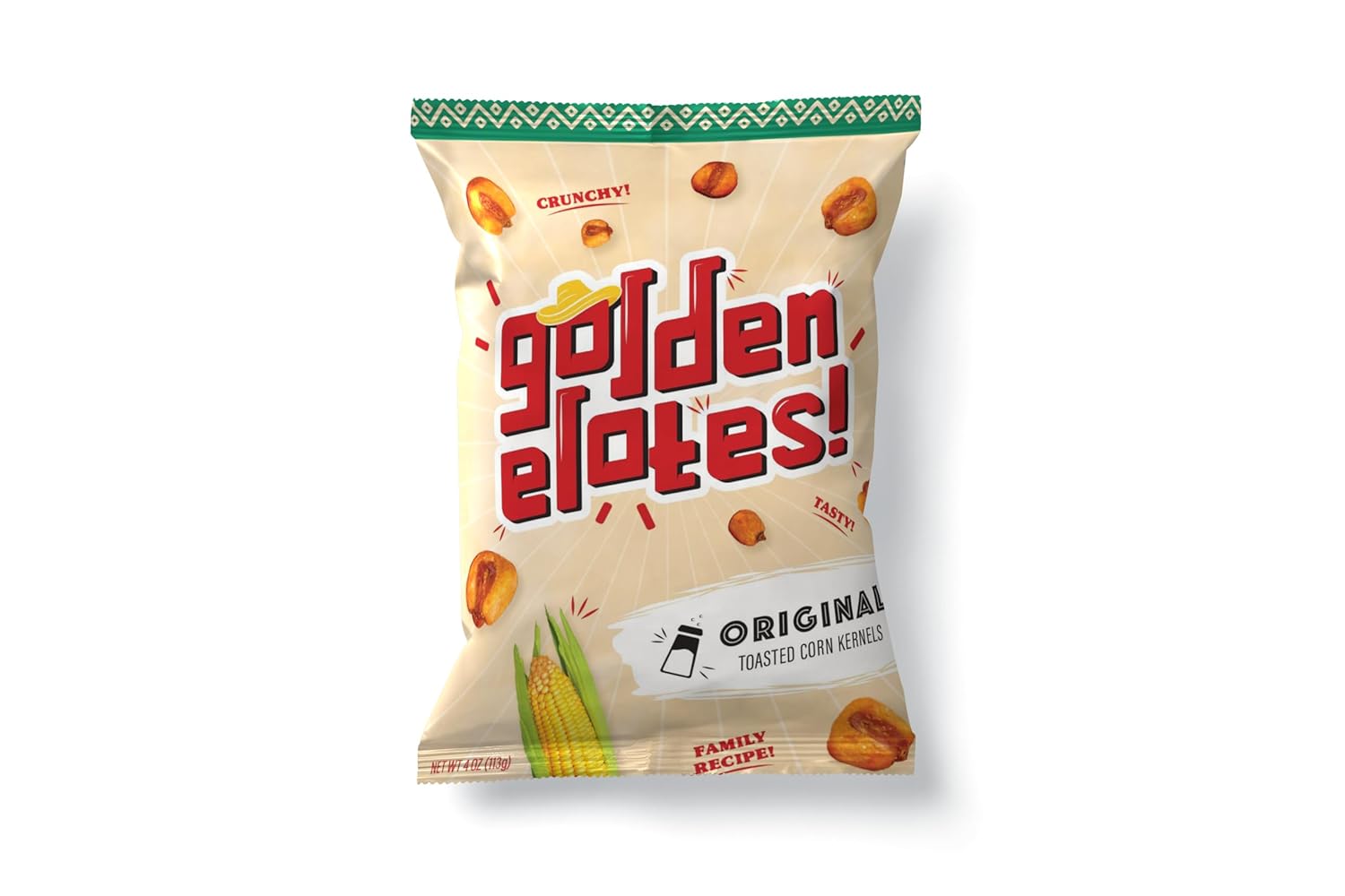 Golden Elotes – Crunchy Toasted Corn Snack | Original | Halal Certified, Bold Flavor, Super Crunchy, 4oz Bag (4OZ (Pack of 12))