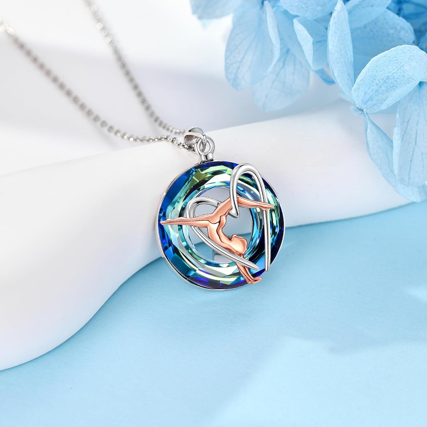 MONGAS Gymnastics Necklace Sterling Silver Gymnastics Pendant Necklace Sports Jewelry for Women