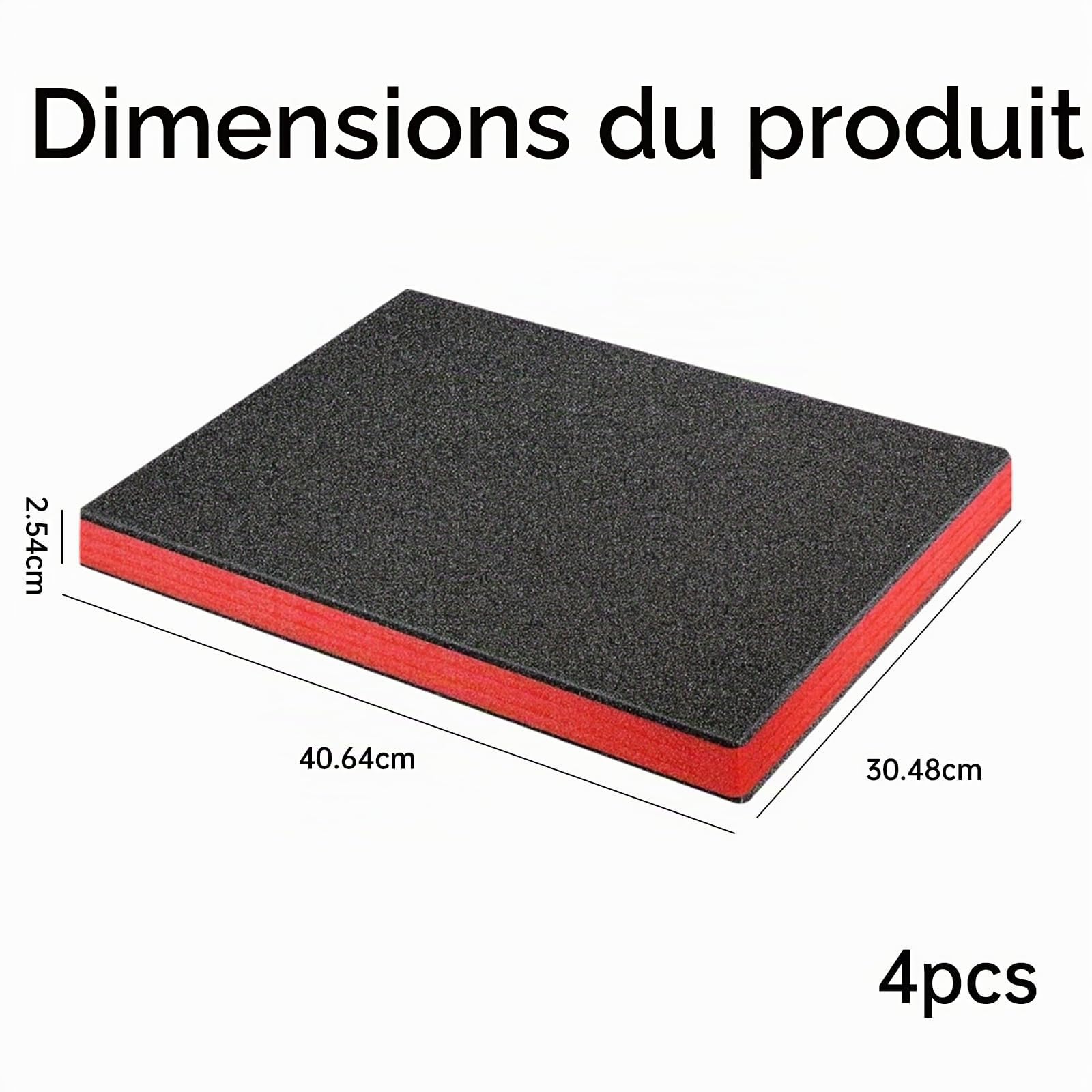 Lot de 4 Inserts en Mousse pour Boîte à Outils Inserts en Polyuréthane Découpables Mousse de Rangement Servante Boîte à Outils Rembourrage Découpable 40×30×2,5cm pour Boîte de Rangement