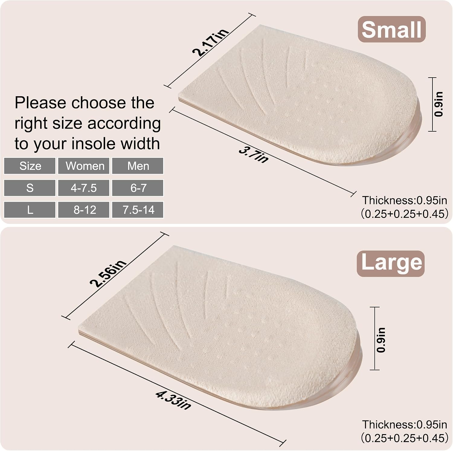 2 Pairs 3 Layers Medial & Lateral Heel Wedge Silicone Insoles - Corrective Adhesive Shoe Inserts for Foot Alignment, Knock Knee Pain, Bow Legs, Osteoarthritis for Men and Women(Large)