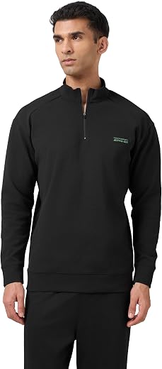 TECHNOSPORT Men's Regular Fit Solid High Neck Full Sleeve Elastoplus Sweatshirt for Casual & Regular Use