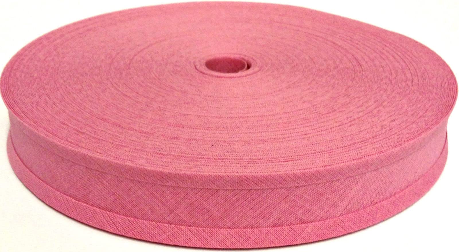 100% Cotton Bias Binding Tape 50m, Double Folded 50 Metre Roll, 1 Inch 25mm Wide, Edging for Sewing, Bunting, Upholstery, Furniture, Piping & Garments (Pink 6353)
