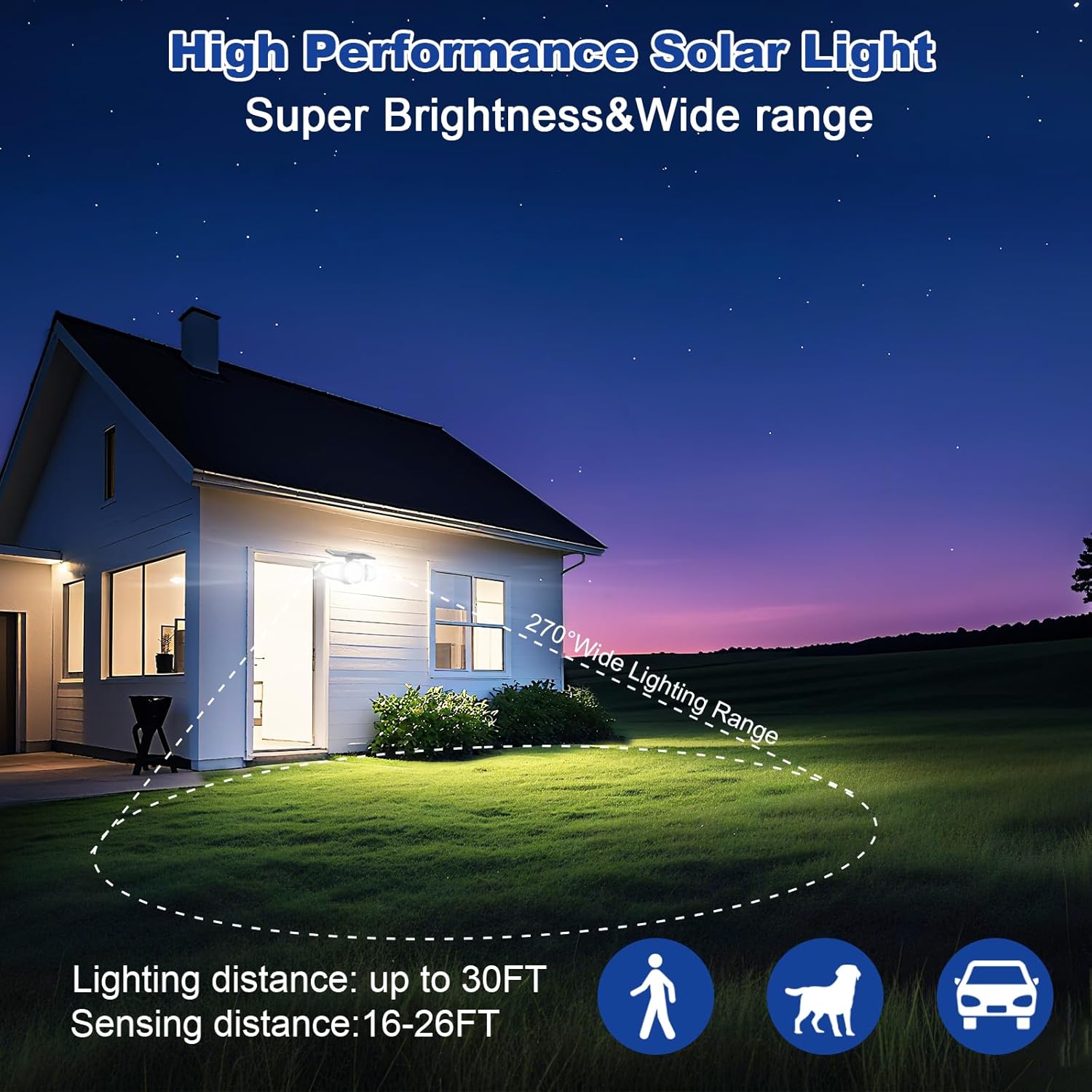 EMANER Solar Motion Lights Outdoor | Remote Control Brightest Flood Light Outside Dusk to Dawn, Waterproof Solar Security Spot Lights 5 Modes for House Wall Mount Backyard Garden