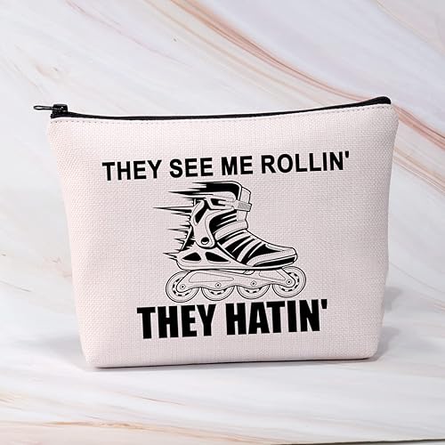 Miniatura 4 de BDPWSS Bolsa de maquillaje para patinadora, regalo de patinaje sobre ruedas, regalo para patinadora artística, Ellos me ven Rollin' They Hatin'