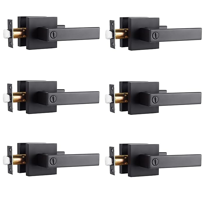 Buy 6 Pack Privacy Door Handle Lever, Matte Black Finish Modern Design