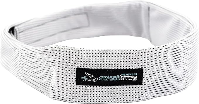 SweatHawg Adjustable Sport Headband for Men & Women | Moisture-Wicking Athletic Sweatband with Absorbent Felt Core | Drip-Free Sweat Control for Running, Workouts, Long Hair, Gym | Charcoal | Washable
