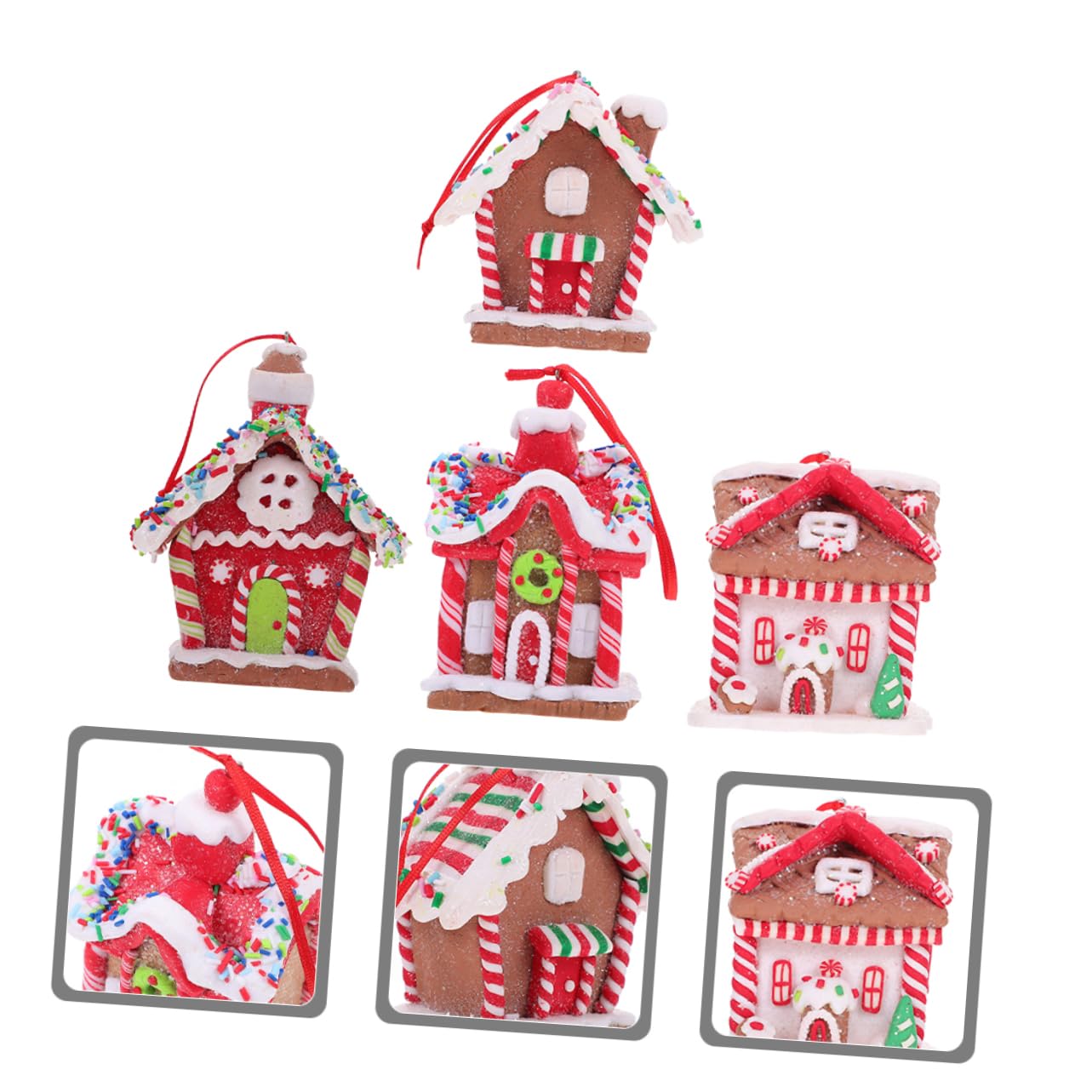 Cabilock 4piezas Adornos Navideños de Casa de Jengibre para Colgar el Árbol Decoración Colgante para Fiesta de Navidad de Adornos para Árbol de Navidad