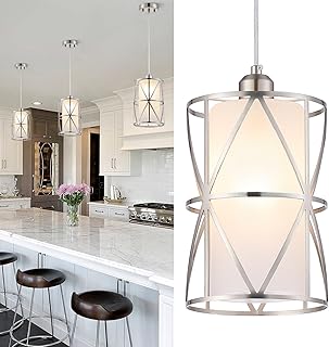 Pendant Lights Kitchen Island with Frosted Glass, Brushed Nickel Hanging...