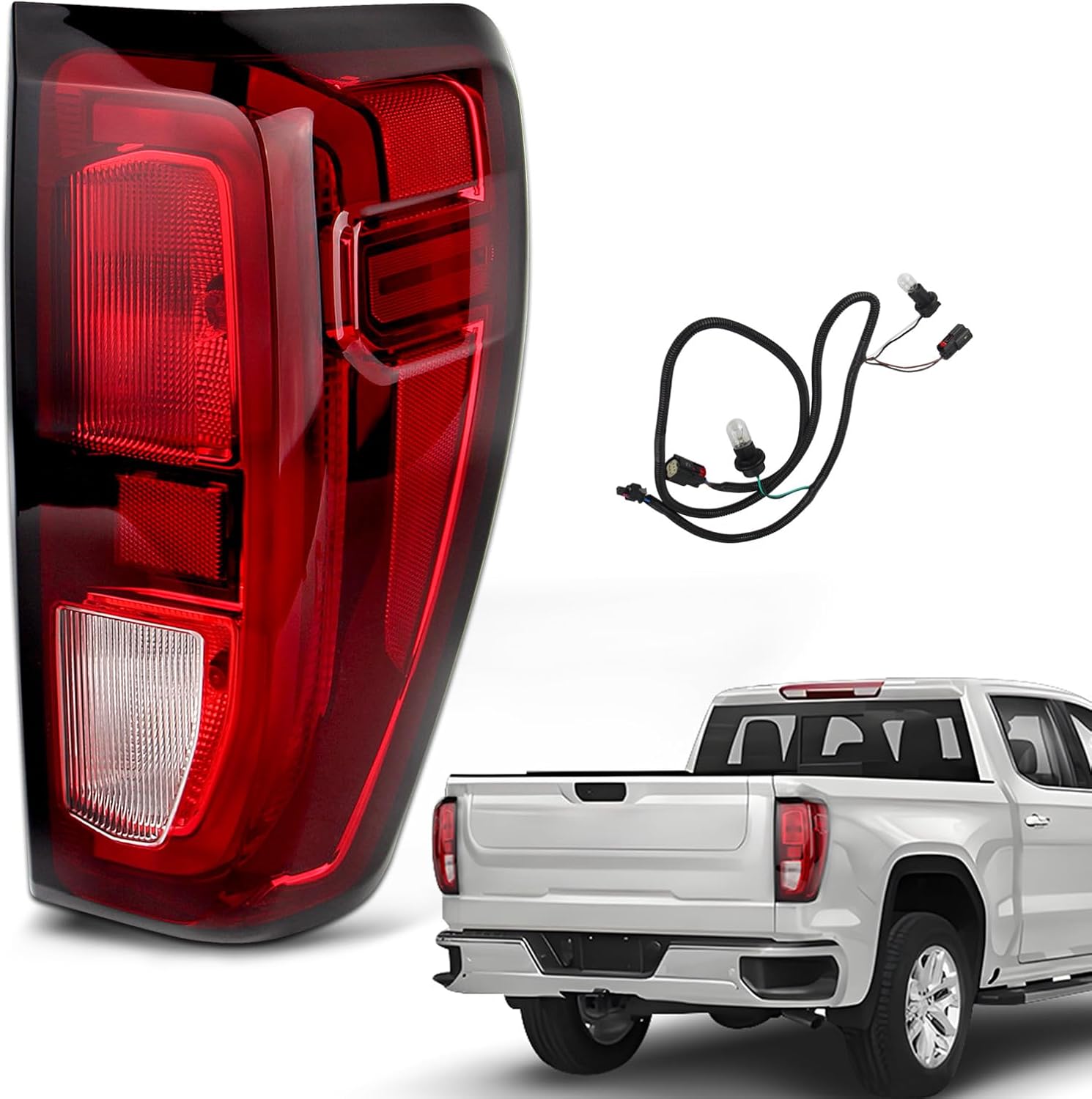 Halogen Tail Lights Compatible with 2019-2026 GMC Sierra 1500 2020-2023 Sierra 2500HD/ 3500HD Rear Brake Taillight OE Fit Tail Light Assembly Left Driver Side Replace GM2800309 84968736