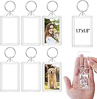 Acrylic Photo Keychain 1.8x1.1 Inch - Clear Blank DIY Picture Frame Keyring, 6 Pack Personalized Craft Gifts