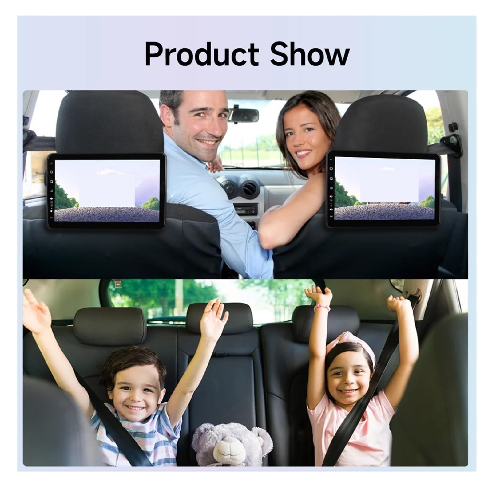 Monitor De Reposacabezas con Pantalla Táctil IPS For Tableta, Reproductor Música Y Vídeo En Línea For Asiento Trasero Coche FáCil Instalación para Viajes(ROM 32G 1PCS (WiFi))