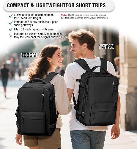 Vista 455 de VECAVE Mochila de viaje para laptop, mochila aprobada para vuelos,Mochila deportiva para universidad casual, A-Negro, Mochila para laptop