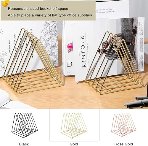Miniatura 9 de Urban Deco Organizador de escritorio triangular de alambre de metal para revistas, 7 secciones, organizador decorativo de carpetas de archivos de