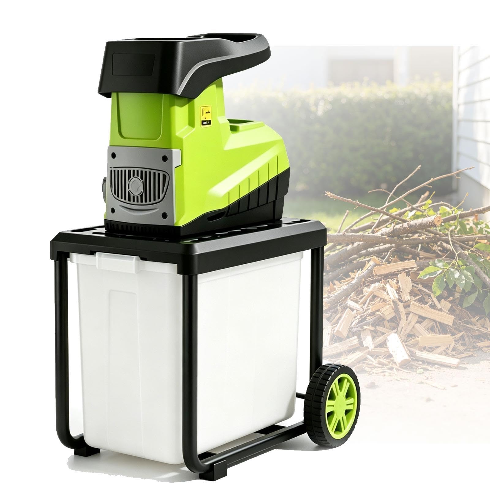 Trituradora De Ramas 2800W, Gran Capacidad 60L, Uso Jardin