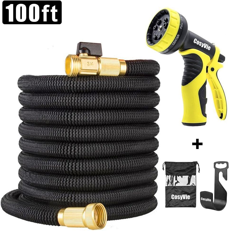 CosyVie Expandable Garden Hose Pipe 100ft Magic Hose Stretch with 9 Function Spray Gun and Holder for Watering and Cleaning Uses, 30M