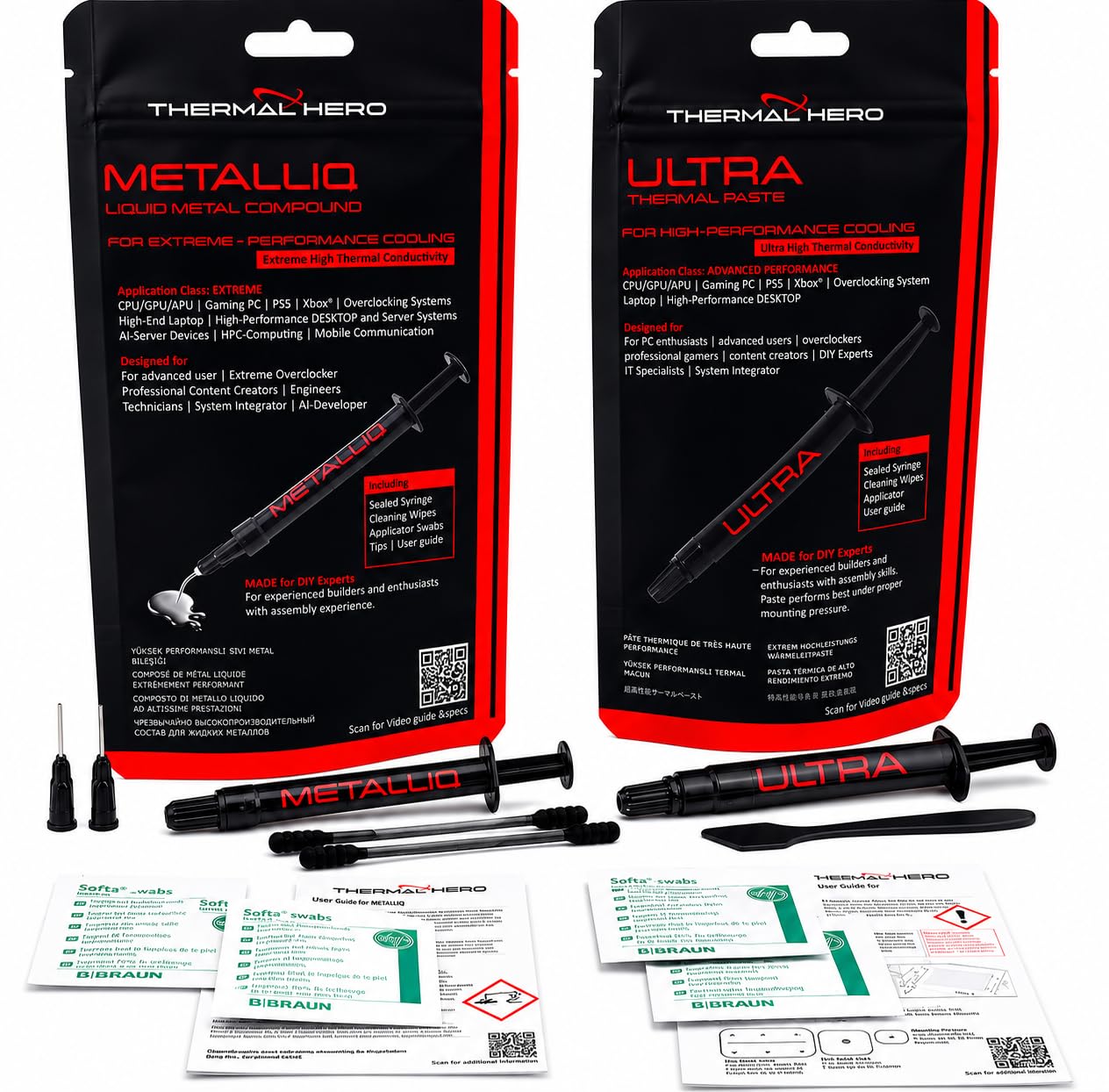 METALLIQ Performance Bundle 1 g di metallo liquido e 3 g di pasta termica ultra per CPU GPU PS5 Gaming & Service Set