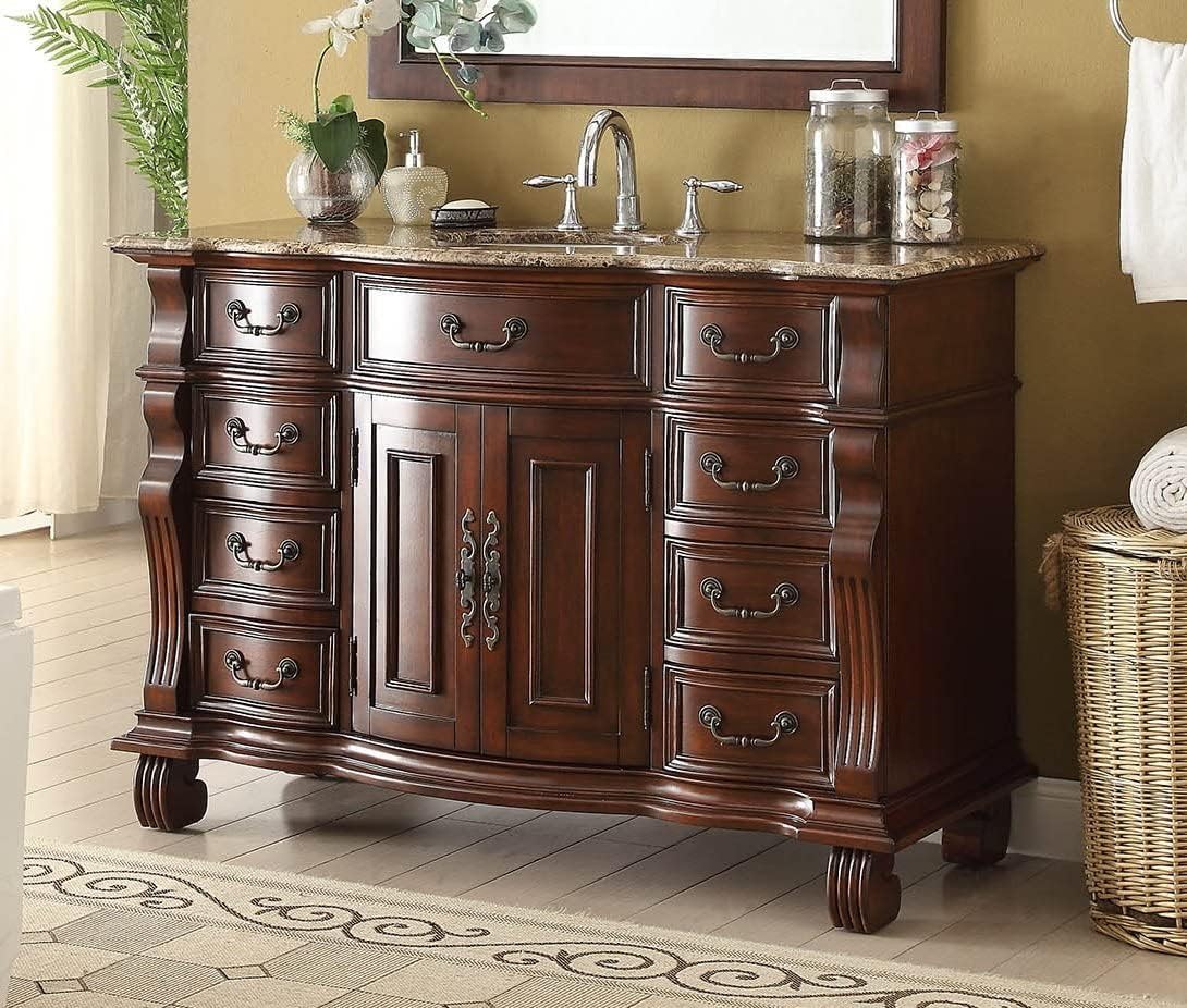 Chans Furniture 50" Finest Workmanship and Details Large Single Basin Hopkinton Bathroom Sink Vanity GD-4437BN-50
