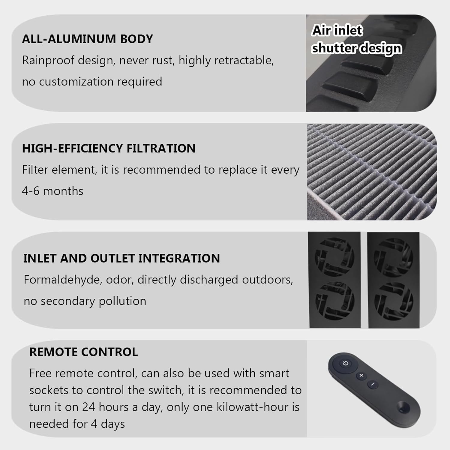 Window Exhaust Fan, Zone Window Fan for Bedroom, Retractable 80-128cm Optional, with 6 Air Outlets (4 Air Intakes + 2 Exhausts), for Bedroom, Home, Kitchen