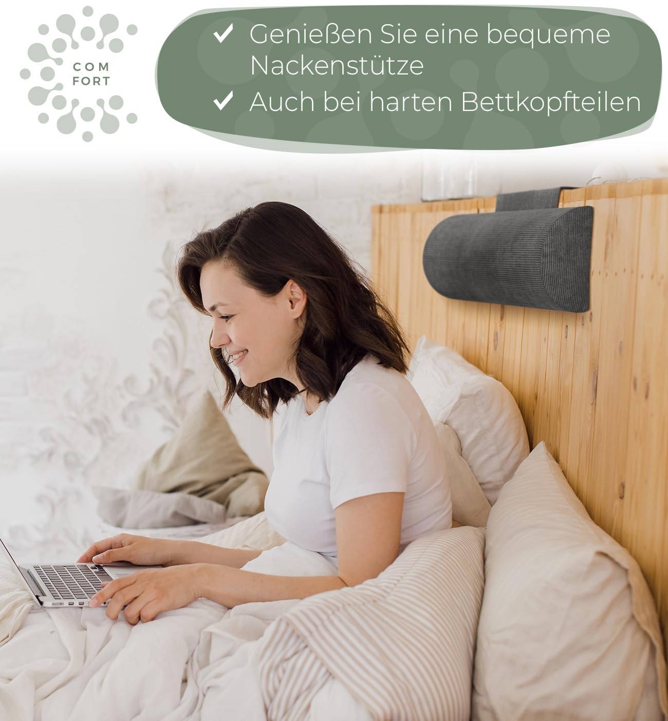 Nackenrolle für Sessel mit Gegengewicht 100% Memory Schaum, Nackenkissen Sofa Couch hängend, Nackenstütze Kopfteil Bett, ergonomisches Kopfkissen