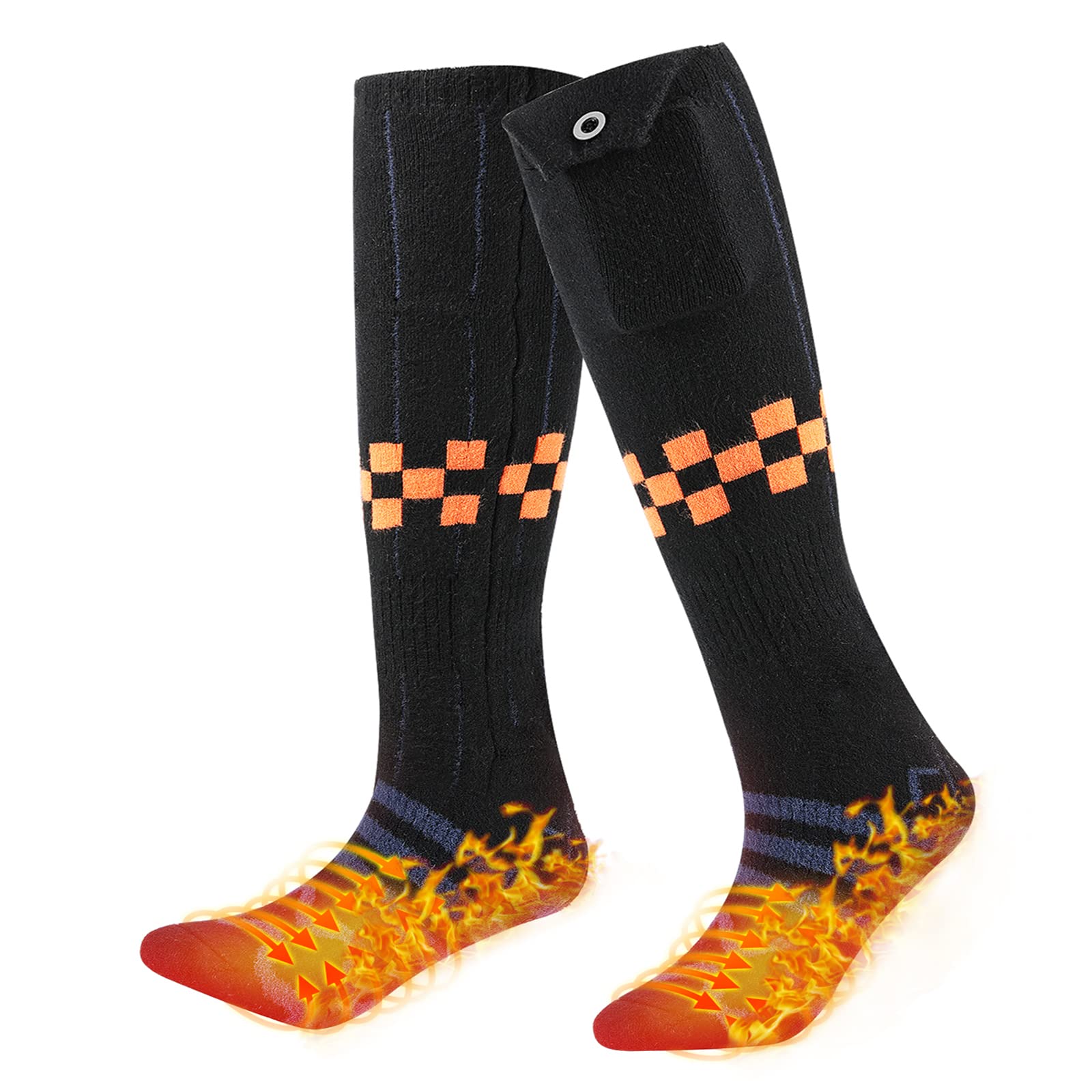 YUEWEI 2021 Heated Socks,5000mAh Battery Rechargeable Washable Electric Warming Socks,Outdoor Riding Camping Hiking Motorcycle Skiing Warm Winter Socks,Electric Socks Foot Warmers for Men Women,Black