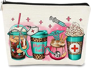 Nurse Gift Leopard Pink Nurse Life Cosmetic Bag Makeup Bag Zipper Pouch Bag Gift for Teen Girls Women, Nurse Appreciation Makeup Bag Nurse Graduation Gift