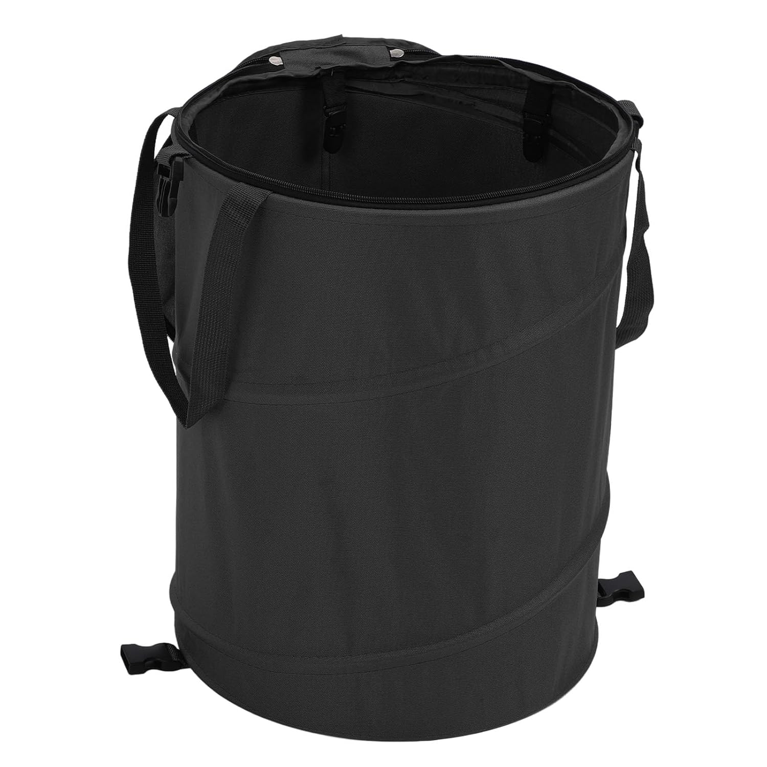 10 Gallon Camping Trash Can, Collapsible Pop-Up Outdoor Leaf Can Automotive Waterproof Portable Bag with Lid for Yard Car Gardening Parties (Black)