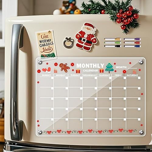 Miniatura 7 de Magnetic Dry Erase Board, Writable Acrylic Planner with 6 Marker Pens, Monthly Organizer with Magnetic Backing, Reusable Scheduling Tool with Sturdy