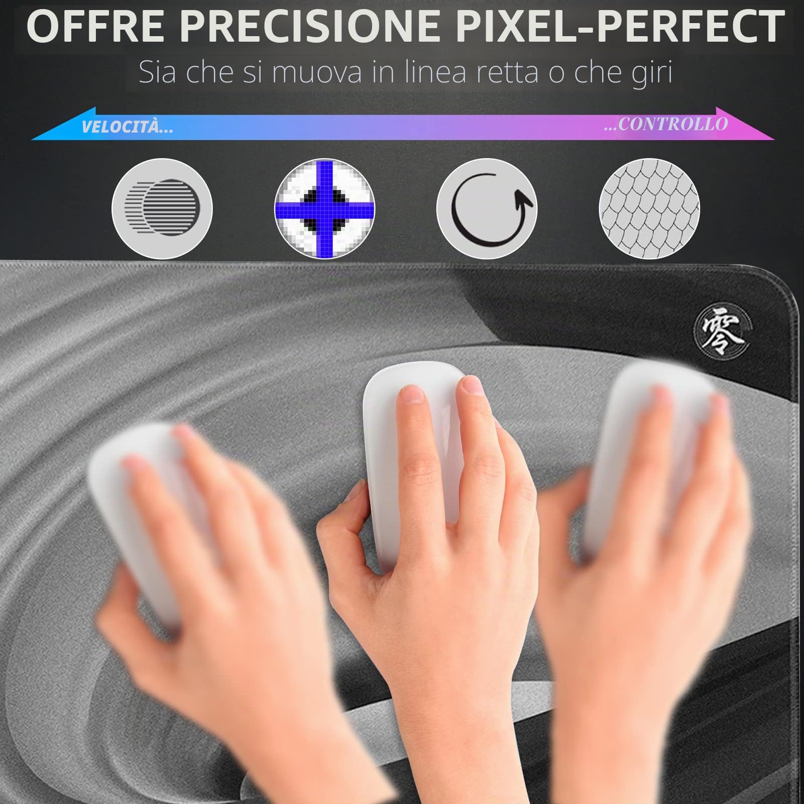 X-Raypad Aqua Control ZERO AC0 Gaming Mouse Pad, Tappetino per mouse ad altissima precisione con perfetta velocità e capacità di controllo (AC0 nero, 500 x 500 x 4 mm)