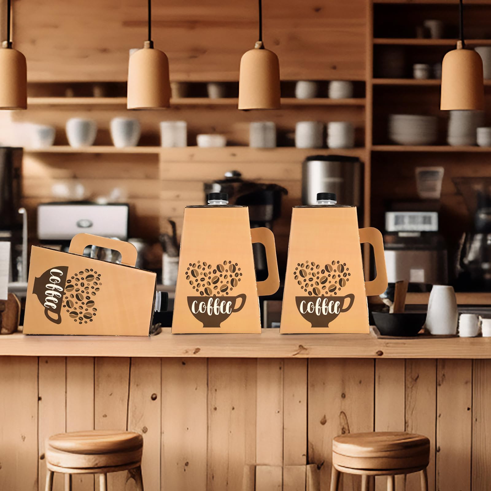Watersay Paquete de 10 cajas de café para llevar para catering, cajas de café desechables de 96 onzas con asa, contenedores de almacenamiento para fiestas, catering, oficina, llevar