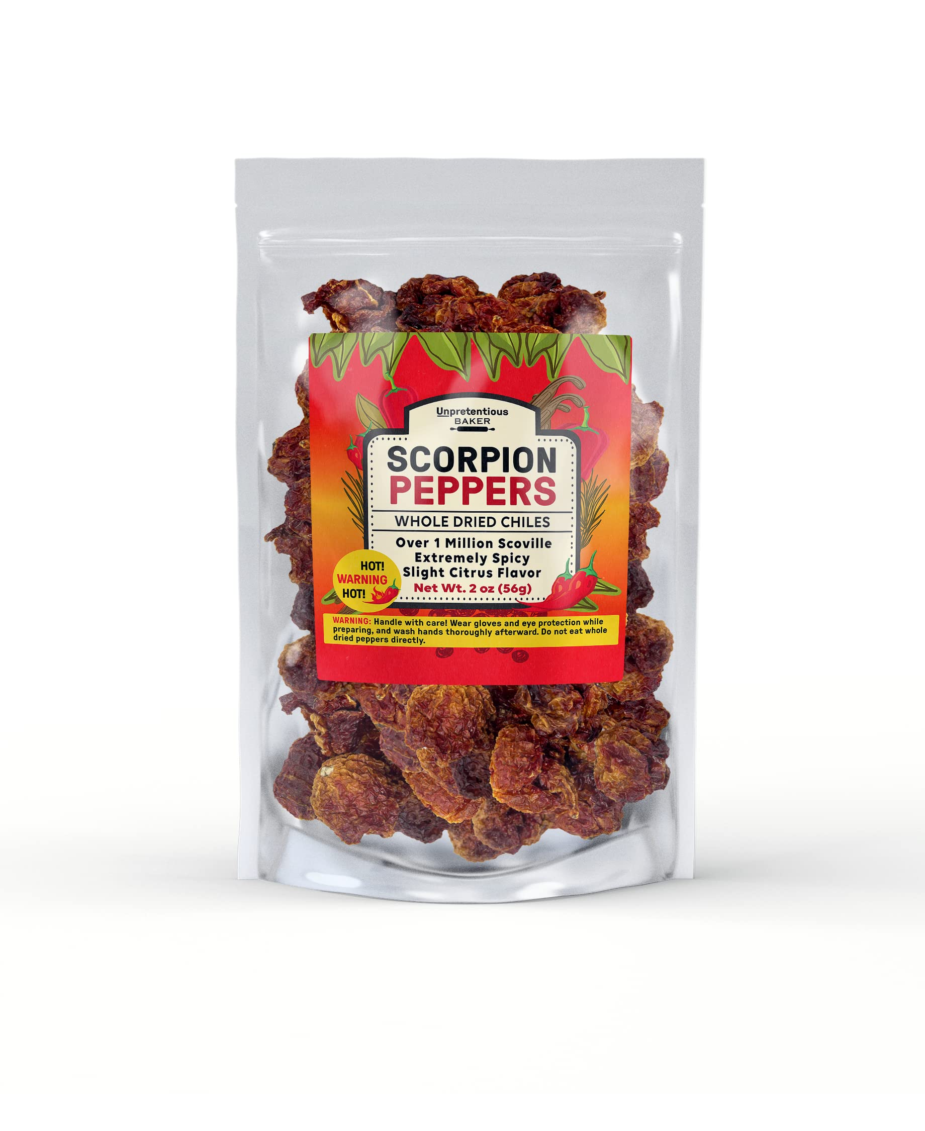 Whole Dried Scorpion Peppers Baker, 2oz, Extremely Spicy, Hot Chile Peppers