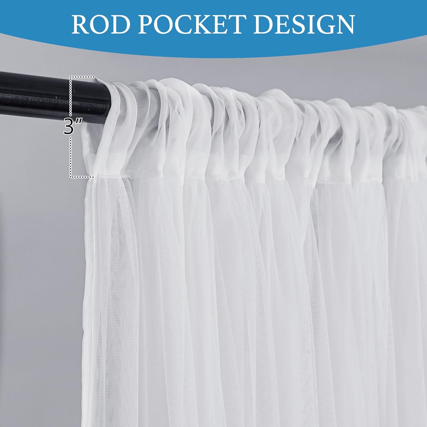 RYB HOME Pergola Sheer Curtains Outdoor, 2 Layer Voile Sheer Privacy Added Light Filtering Waterproof Curtains for Porch Yard Pergola Balcony, W 100 x L 84 inches, White, 2 Panels Set