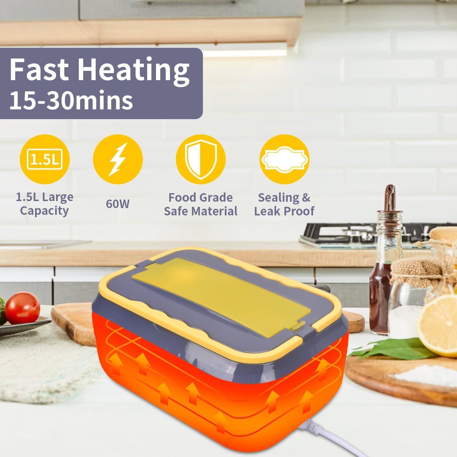 Fiambrera térmica para Comida Caliente, Fiambrera eléctrica, Calentador de Alimentos, Fiambrera, Fiambrera para Comida Caliente, Fiambrera térmica, Fiambrera con Bolsa de Transport