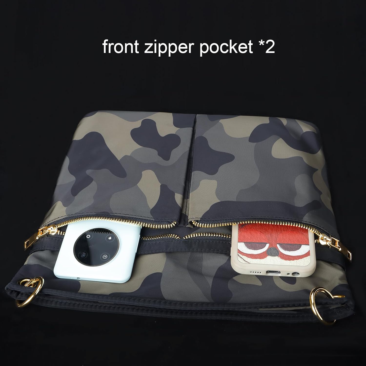 VGOAL Crossbody Bag High Texture Double Zipper Casual Shoulder Women's Bag Nylon Cloth Perforated Messenger Bag