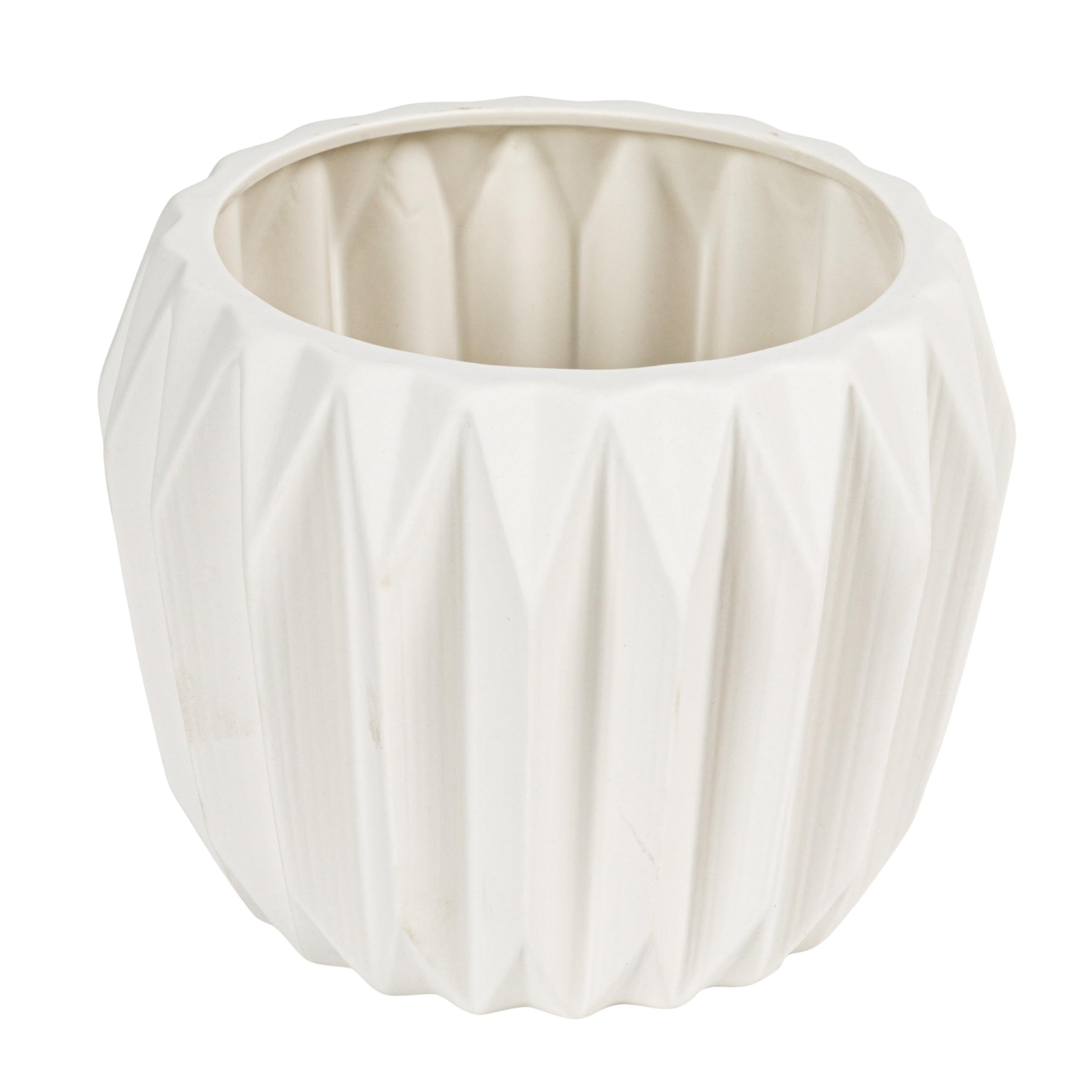 Amazon.com: Bloomingville White Fluted Stoneware Flower Pot : Home & Kitchen
