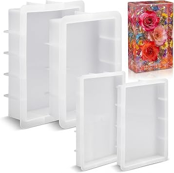 4 Pack Large Rectangular Resin Molds, Epoxy Resin Casting Silicone Mold Set 56oz, 19oz, 14oz, 10oz, Deep Pour Molds for Flower Preservation, DIY Bookends, Wedding Bouquet Keepsakes, Home Decor