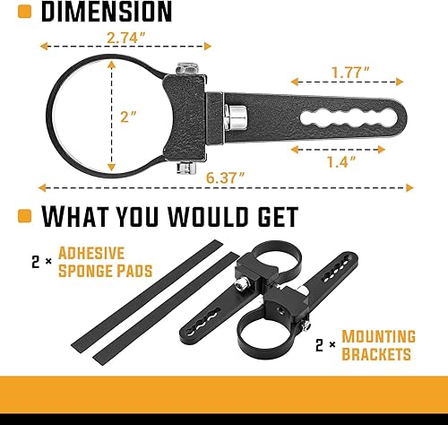 Miniatura 5 de Soportes de montaje de luz LED de 2.3in, universal para jaula de toro, compatible con ATV UTV Polaris Ranger RZR Ace General Arctic Cat Yamaha YXZ