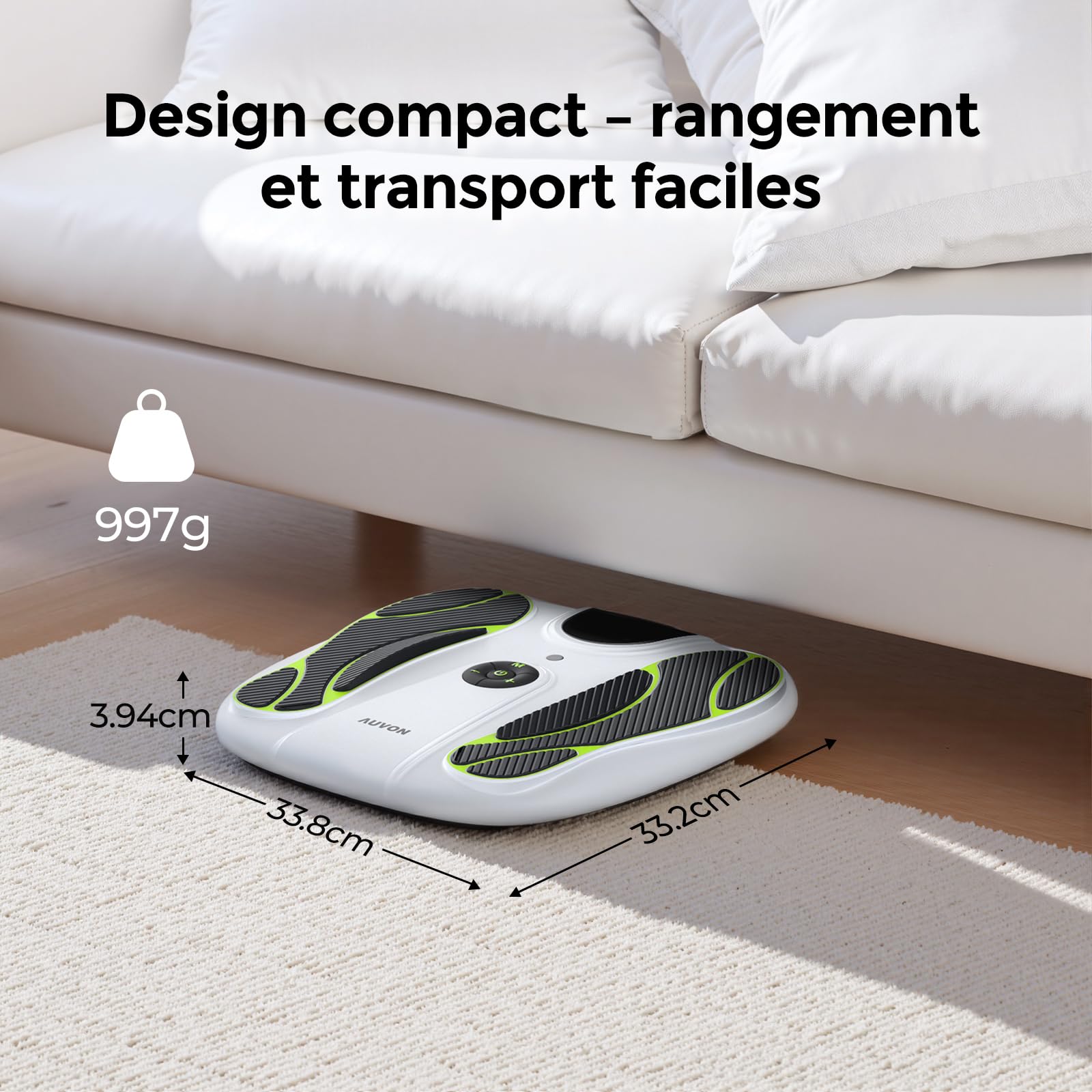 AUVON Appareil TENS de massage des pieds pour douleur et circulation, 10 modes & 50 intensités, EMS sans médicament pour jambes & pieds, idéal seniors & travailleurs debout