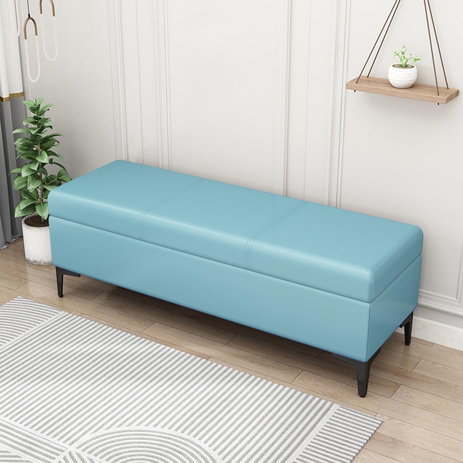 Organiseur de coffre à jouets et table basse rectangulaire en similicuir