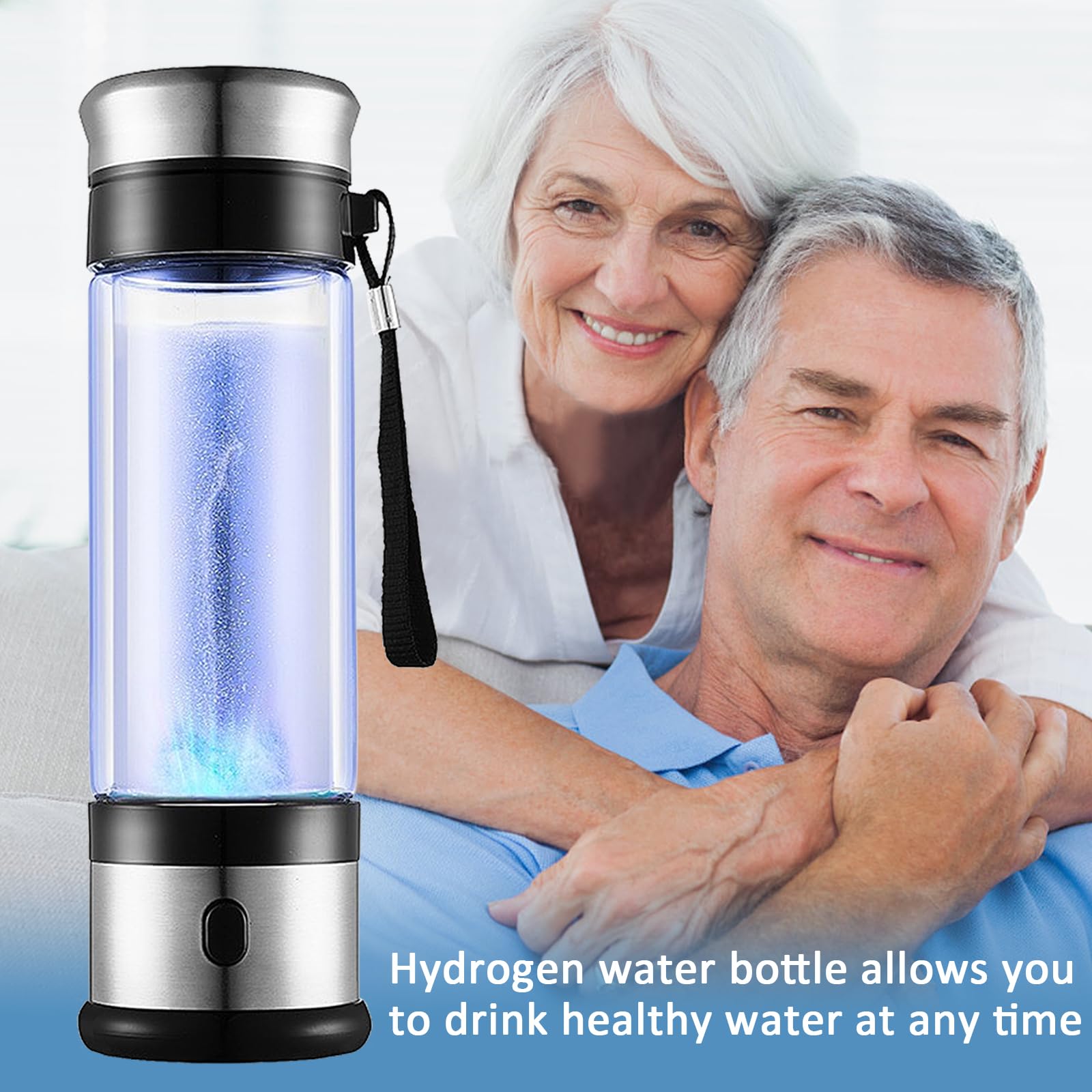 Przenośny generator wody wodorowej do wody pitnej, technologia SPE PEM, jonizator wody, generator butelek z wodorem, jonizator USB, maszyna do wody wodorowej i producent (350 ml, biały B)