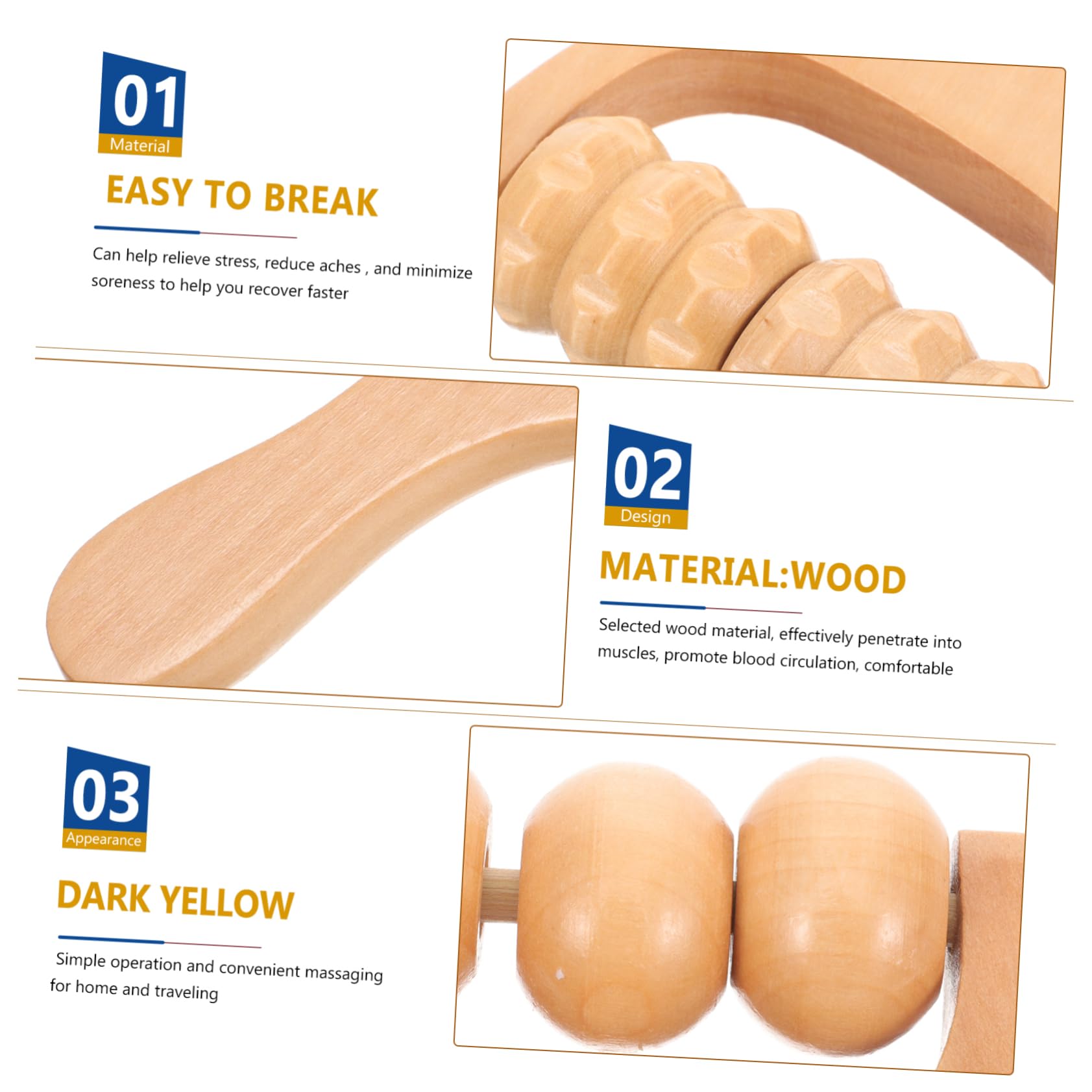 Herramienta de Masaje Rodillo para Pies 2 Piezas de Madera | Cuello y Hombros, Color Caqui, Ligera y Fácil de Sujetar, Superficie Lisa y Redonda, Portátil