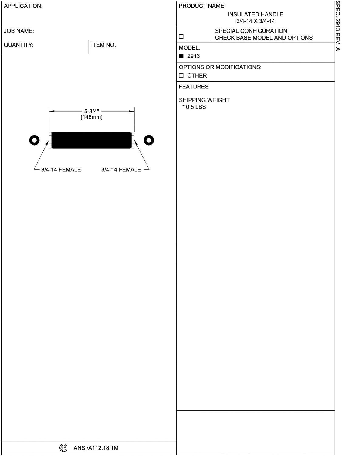Fisher 2913 Insulated Handle for Pre-rinses (Fisher Only) , Black
