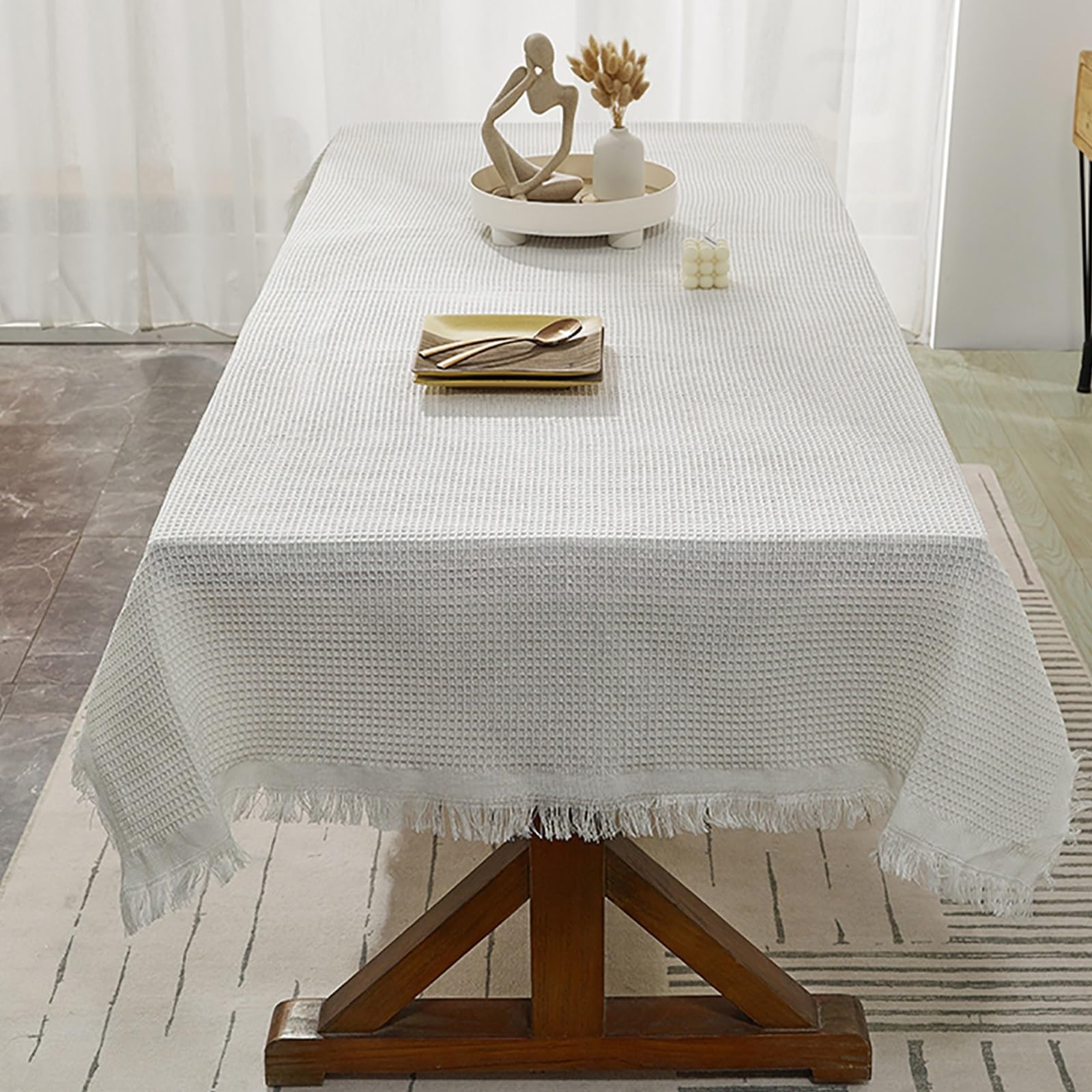 Nappe lavable anti poussière en coton avec franges pour la maison