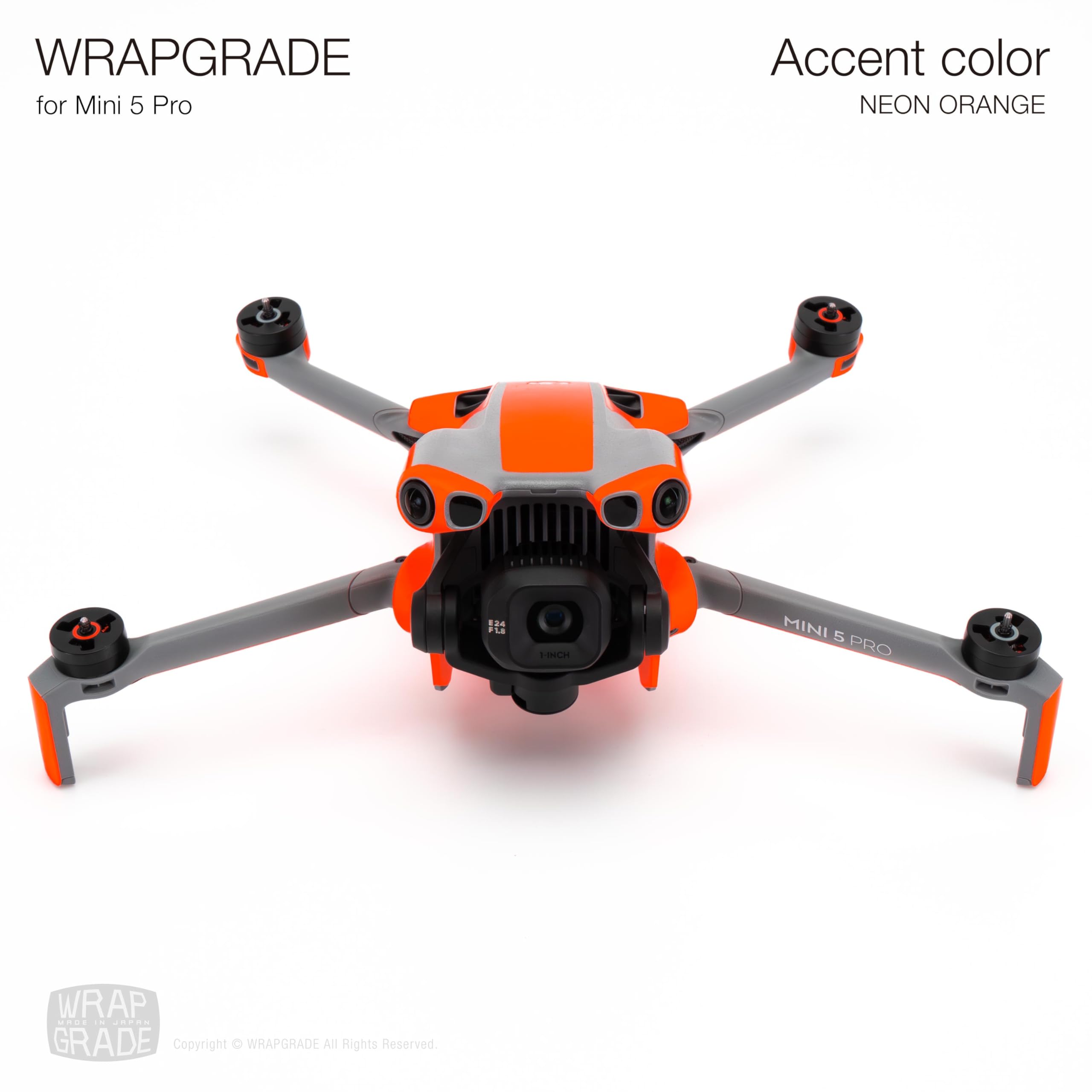 WRAPGRADE Skin Stickers Compatible with DJI Mini 5 Pro Accent Colour (NEON ORANGE) - Image 2
