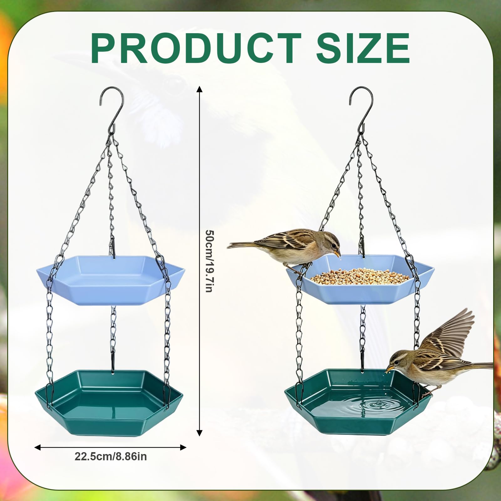 Bebedero Pajaros Exterior Colgar - Comedero Pajaros Exterior - Bebedero Colgante para PáJaros - Comedero para PáJaros En Dos Niveles, Apto para JardíN, BalcóN, Finca, Terraza O áRbol