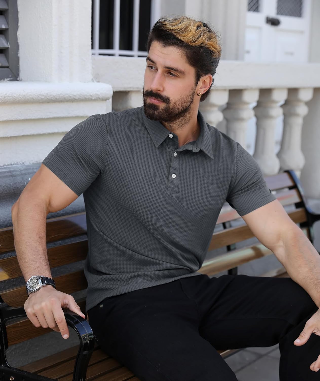 ZITY Mens Polo Shirts Short Sleeve Athletic Golf Polos Moisture Wicking Casual Polo Shirts for Men Jacquard Collared T Shirts - Image 3