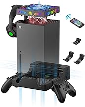 Wall Mount for Xbox Series X - Narati Wall Mount Kit with Cooling Fan for Xbox Series X - 2 Controller Holder & Headphone Hook - Remote Control and Strong Nylon Material - Mount XSX Facing Front