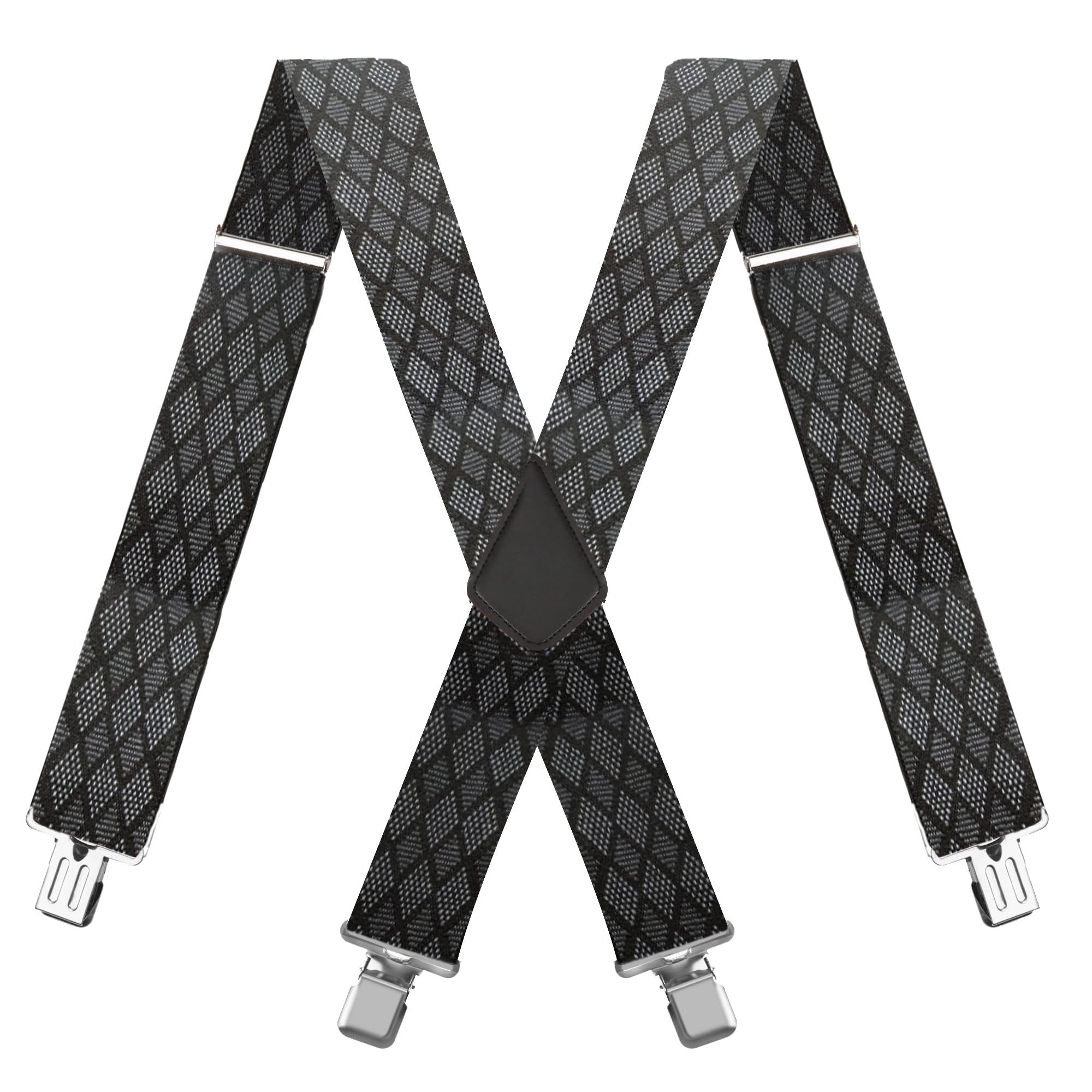 LoonTien BroClothMens Braces For Trousers 4 x Strengthened Clips,Elastic Adjustable X Shape Trouser Braces With Clips,Heavy Duty Trouser Braces With Clips (Star Black), Star Black, Onesize