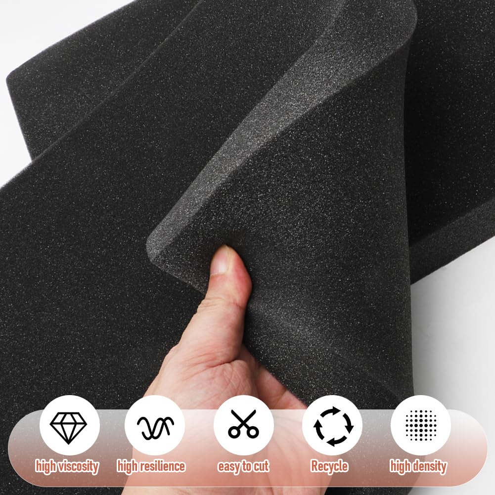 RANJIMA 6 Stück Schaumstoff Zuschnitt 40 x 30 x 4cm, Schwarz Schaumstoffplatte Werkzeugkisten Polyethylenschaumstoff, Schaumstoffeinlage Schaumstoffinlay Koffereinlage Werkzeugeinlage für Koffer